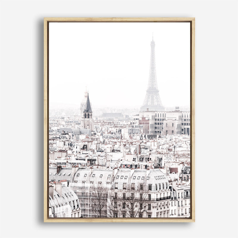 Shop Paris Rooftops Photo Canvas Print an Eiffel Tower France themed photography framed stretched canvas print from The Print Emporium wall artwork collection - Buy Australian made prints for the home and your interior decor space, TPE-747-CA-35X46-NF