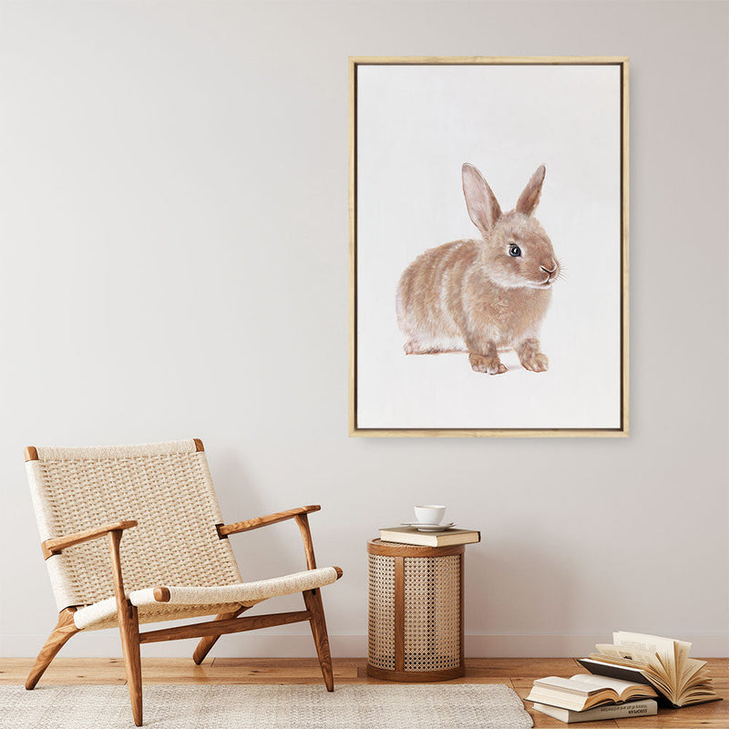 Shop Baby Rabbit Canvas Print a painted adorable baby nursery room animal themed framed canvas wall art print from The Print Emporium artwork collection - Buy Australian made fine art painting style stretched canvas prints for the home and your interior decor space, TPE-201-CA-35X46-NF