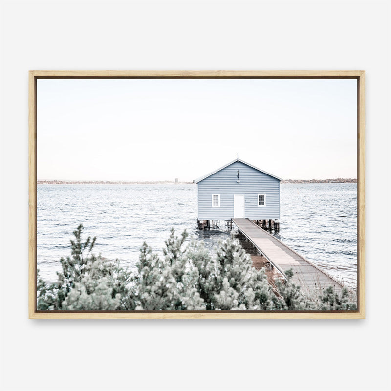 Shop Blue Boat Shed Photo Canvas Print a coastal themed photography framed stretched canvas print from The Print Emporium wall artwork collection - Buy Australian made prints for the home and your interior decor space, TPE-848-CA-35X46-NF