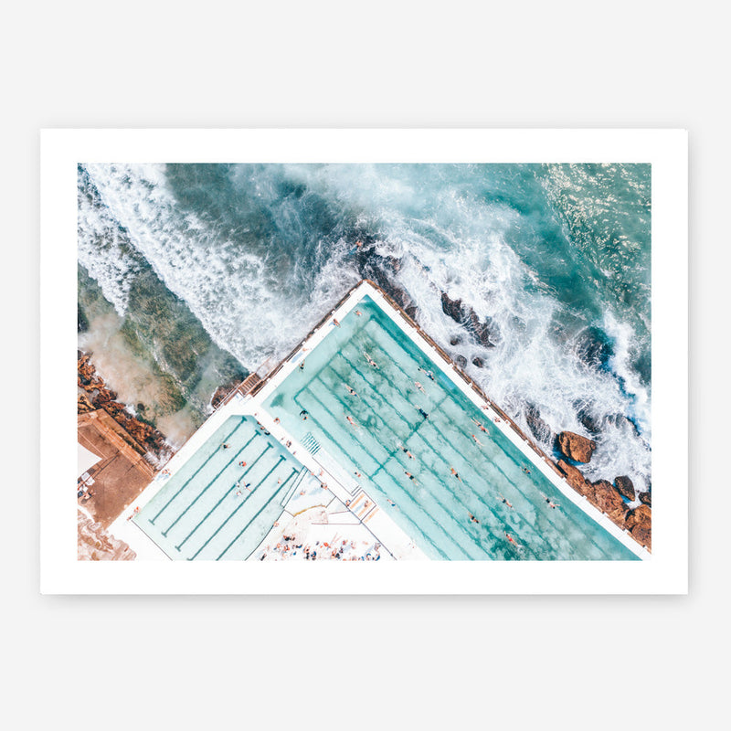 Shop Bondi Pool Aerial IV Photo Art Print a coastal themed photography wall art print from The Print Emporium wall artwork collection - Buy Australian made fine art poster and framed prints for the home and your interior decor, TPE-1264-AP