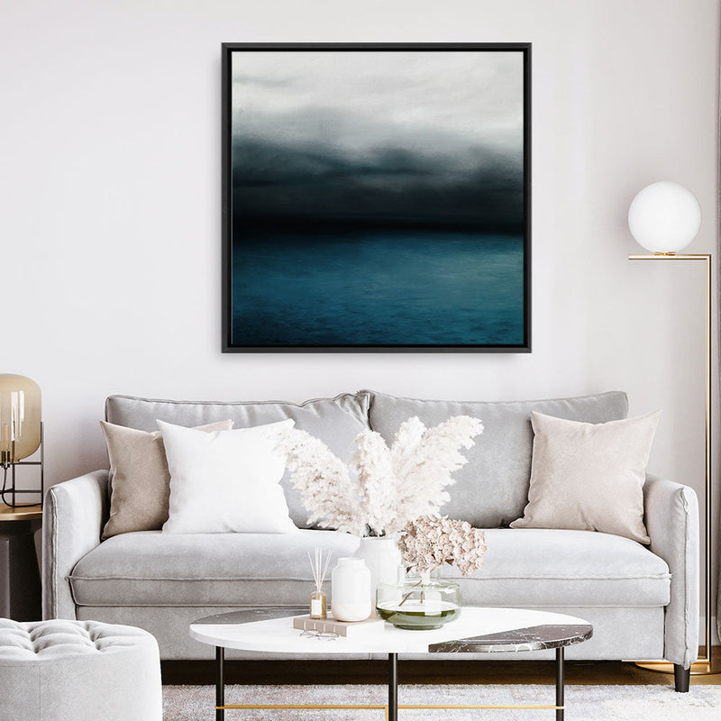 Shop Dark Horizon (Square) Canvas Print a coastal themed painted framed canvas wall art print from The Print Emporium artwork collection - Buy Australian made fine art painting style stretched canvas prints for the home and your interior decor space, TPE-070-CA-40X40-NF