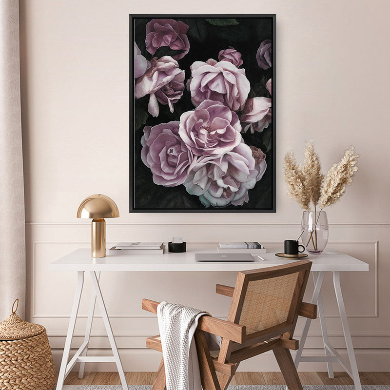 Shop Dusty Pink Roses Canvas Print a floral themed painted framed canvas wall art print from The Print Emporium artwork collection - Buy Australian made fine art painting style stretched canvas prints for the home and your interior decor space, TPE-018-CA-35X46-NF