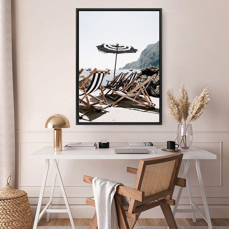Shop Fontelina Chairs IV Photo Canvas Print a coastal themed photography framed stretched canvas print from The Print Emporium wall artwork collection - Buy Australian made prints for the home and your interior decor space, TPE-854-CA-35X46-NF