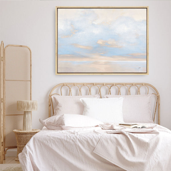 Shop Glint on the Horizon Blue Canvas Print a painted abstract themed framed canvas wall art print from The Print Emporium artwork collection - Buy Australian made fine art painting style stretched canvas prints for the home and your interior decor space, TPE-WA-75933-CA-35X46-NF
