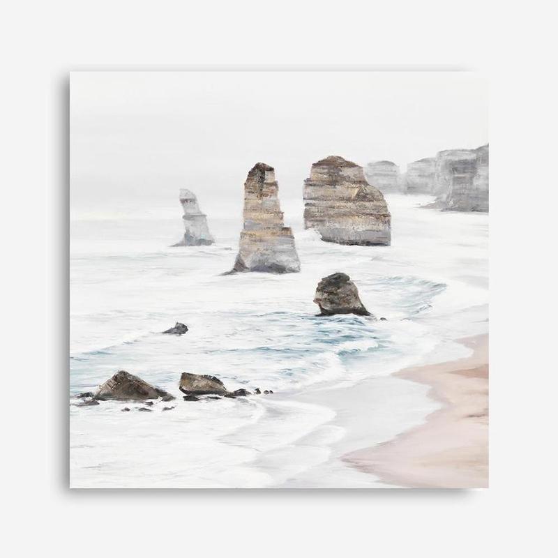 Shop Great Ocean Road I (Square) Canvas Print a coastal themed painted framed canvas wall art print from The Print Emporium artwork collection - Buy Australian made fine art painting style stretched canvas prints for the home and your interior decor space, TPE-948-CA-40X40-NF