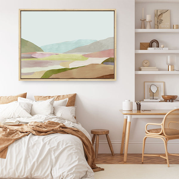 Shop Hills of Light I Canvas Print a painted abstract themed framed canvas wall art print from The Print Emporium artwork collection - Buy Australian made fine art painting style stretched canvas prints for the home and your interior decor space, TPE-PC-RF345-CA-35X46-NF