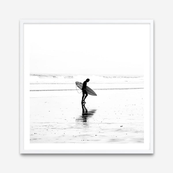 Shop Lone Surfer (Square) Photo Art Print a coastal themed photography wall art print from The Print Emporium wall artwork collection - Buy Australian made fine art poster and framed prints for the home and your interior decor, TPE-577-AP