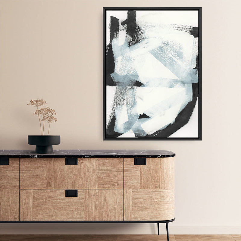 Shop Noir Shapes I Canvas Print a painted abstract themed framed canvas wall art print from The Print Emporium artwork collection - Buy Australian made fine art painting style stretched canvas prints for the home and your interior decor space, TPE-PC-WZ561-CA-35X46-NF