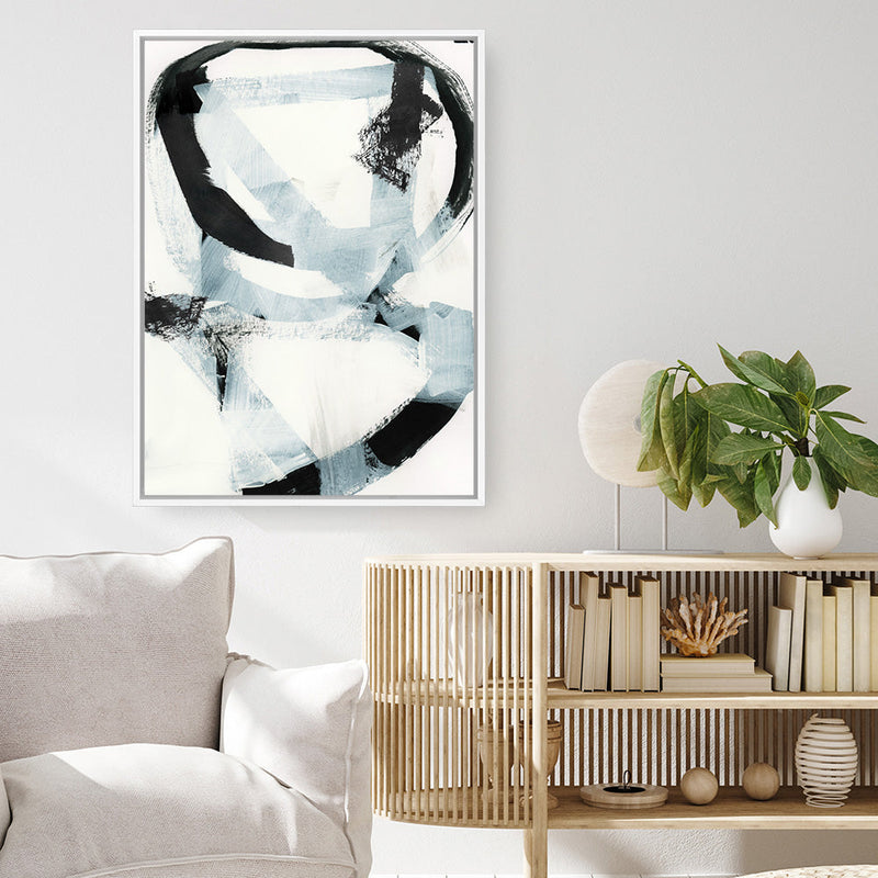 Shop Noir Shapes II Canvas Print a painted abstract themed framed canvas wall art print from The Print Emporium artwork collection - Buy Australian made fine art painting style stretched canvas prints for the home and your interior decor space, TPE-PC-WZ562-CA-35X46-NF