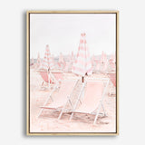 Shop Pink Umbrellas II Canvas Print a coastal themed painted framed canvas wall art print from The Print Emporium artwork collection - Buy Australian made fine art painting style stretched canvas prints for the home and your interior decor space, TPE-660-CA-35X46-NF