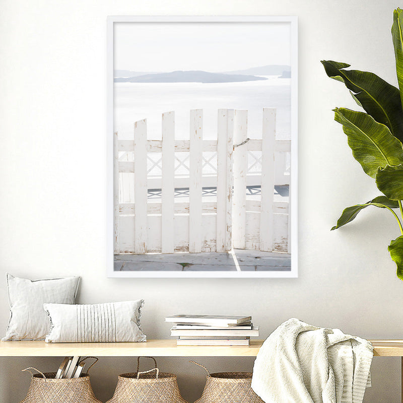 Shop Santorini Gate Photo Art Print a coastal themed photography wall art print from The Print Emporium wall artwork collection - Buy Australian made fine art poster and framed prints for the home and your interior decor, TPE-1333-AP