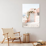 Shop Santorini Pink House III Photo Canvas Print a photography framed stretched canvas print from The Print Emporium wall artwork collection - Buy Australian made prints for the home and your interior decor space, TPE-1326-CA-35X46-NF