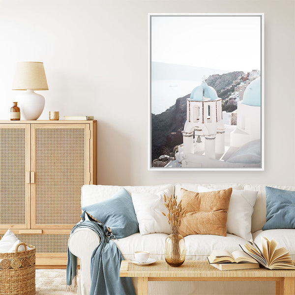 Shop Santorini Summer IV Photo Canvas Print a coastal themed photography framed stretched canvas print from The Print Emporium wall artwork collection - Buy Australian made prints for the home and your interior decor space, TPE-1173-CA-35X46-NF