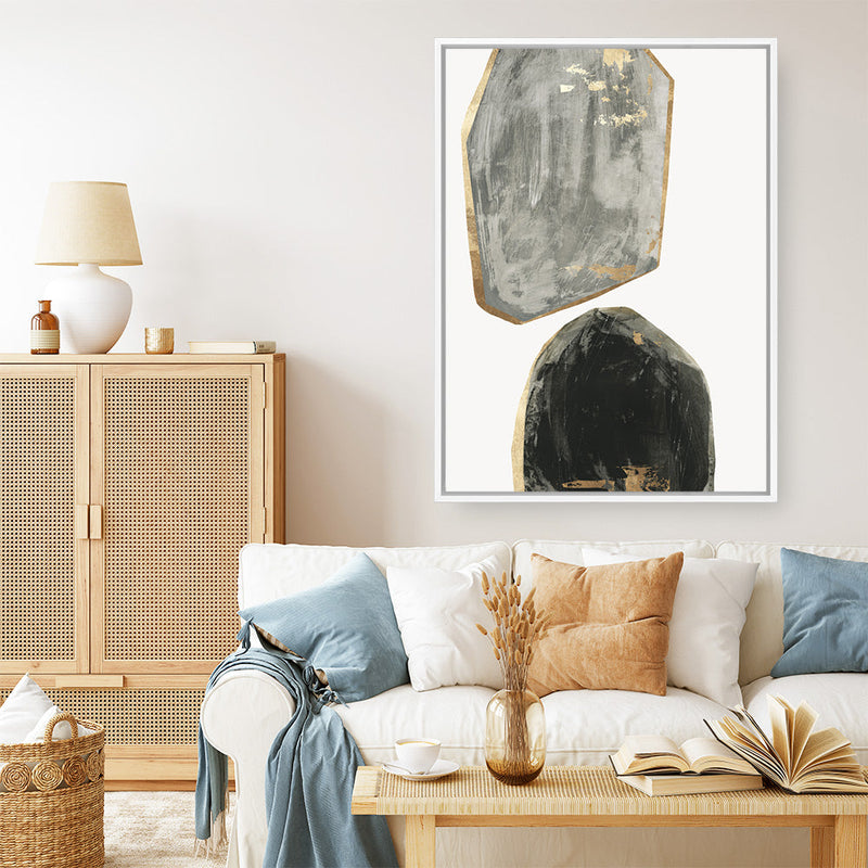 Shop Stones I Canvas Print a painted abstract themed framed canvas wall art print from The Print Emporium artwork collection - Buy Australian made fine art painting style stretched canvas prints for the home and your interior decor space, TPE-PC-RF441-CA-35X46-NF