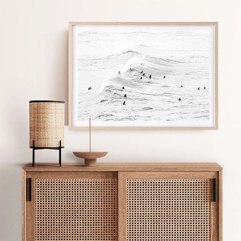Shop Surf Swell B&W Photo Art Print a coastal themed photography wall art print from The Print Emporium wall artwork collection - Buy Australian made fine art poster and framed prints for the home and your interior decor, TPE-1161-AP