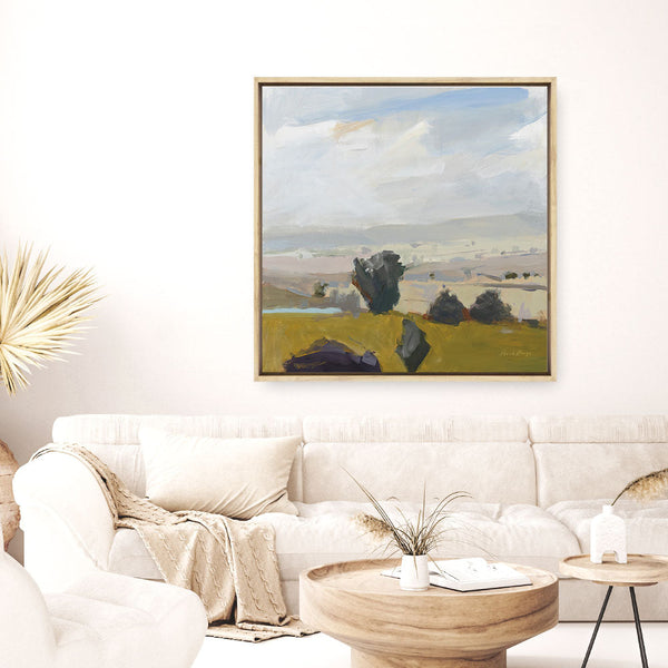 Shop View of the Valley (Square) Canvas Print a painted style framed canvas wall art print from The Print Emporium artwork collection - Buy Australian made fine art painting style stretched canvas prints for the home and your interior decor space, TPE-WA-68959-CA-40X40-NF