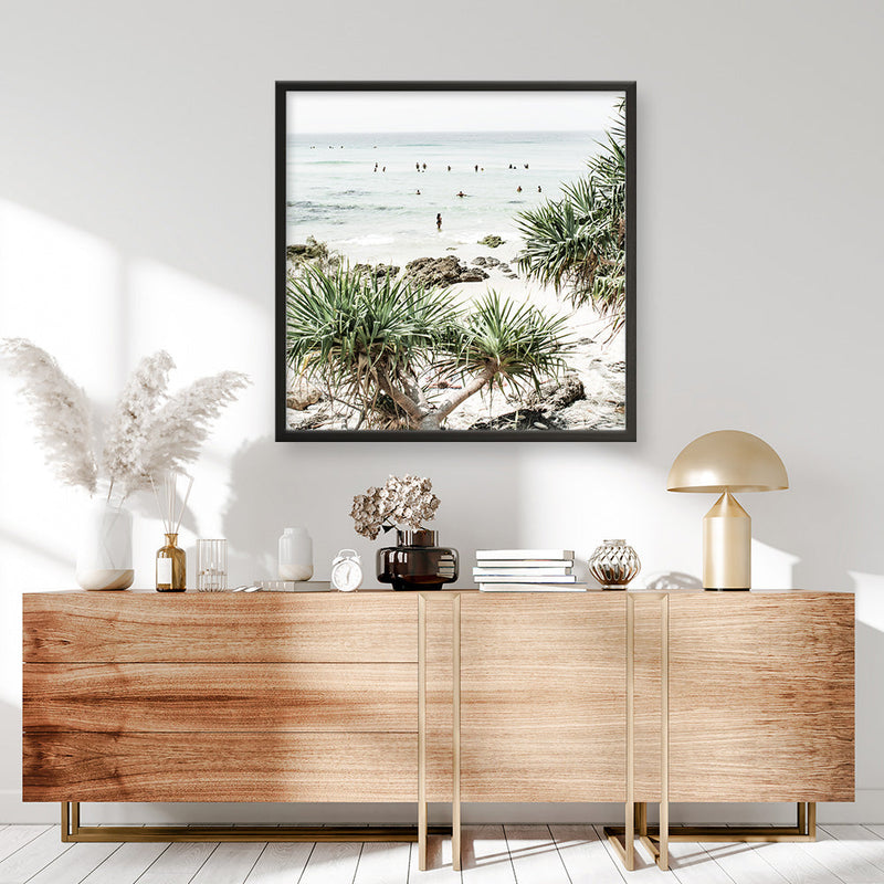 Shop Wategos Beach II (Square) Photo Art Print a coastal themed photography wall art print from The Print Emporium wall artwork collection - Buy Australian made fine art poster and framed prints for the home and your interior decor, TPE-966-AP