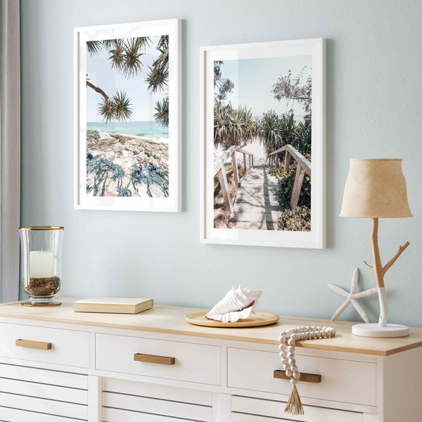Byron Bay Stairs & Beach Outlook II Photo Art Print Set