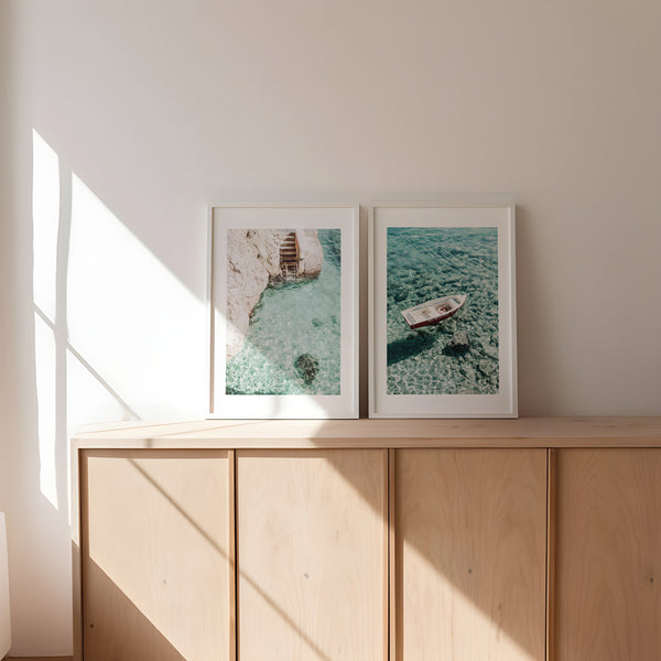 Italian Coastline & Capri Boat II Photo Art Print Set