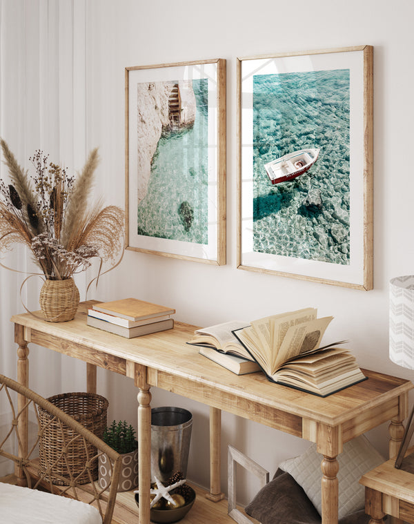 Italian Coastline & Capri Boat II Photo Art Print Set