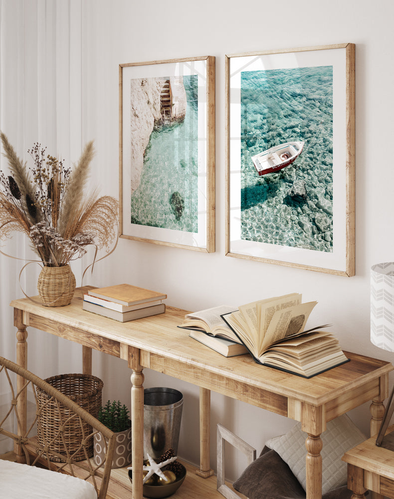 Italian Coastline & Capri Boat II Photo Art Print Set