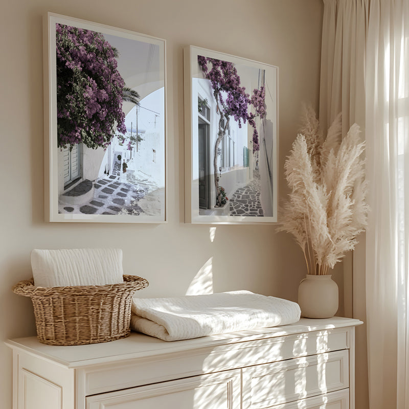 Mykonos Laneway & Mykonos Laneway II Photo Art Print Set