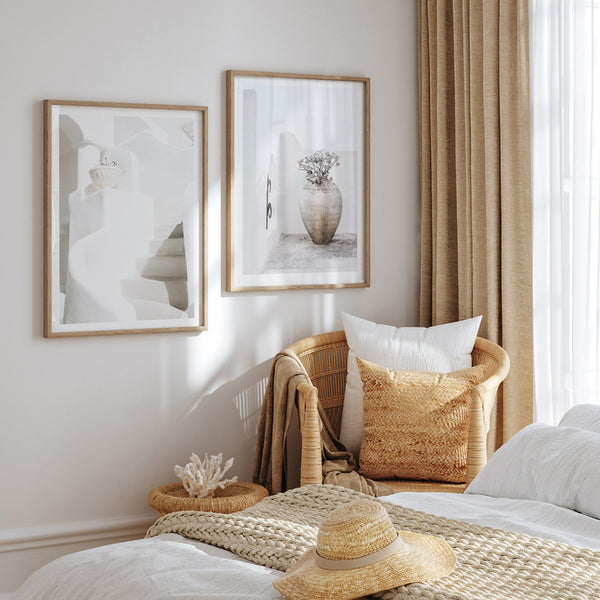 Old Steps & Santorini Urn Photo Art Print Set