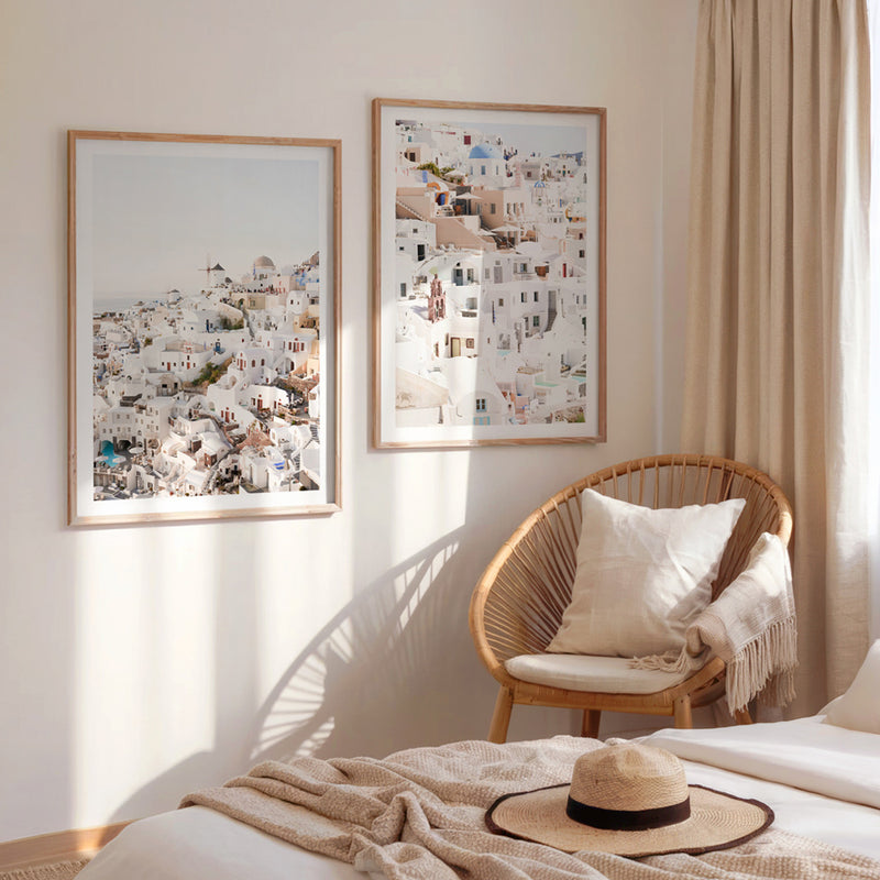 Santorini Skyline I & II Photo Art Print Set