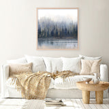 Misty Forest in Gray and Gold (Square) Art Print