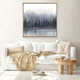 Misty Forest in Gray and Gold (Square) Canvas Print