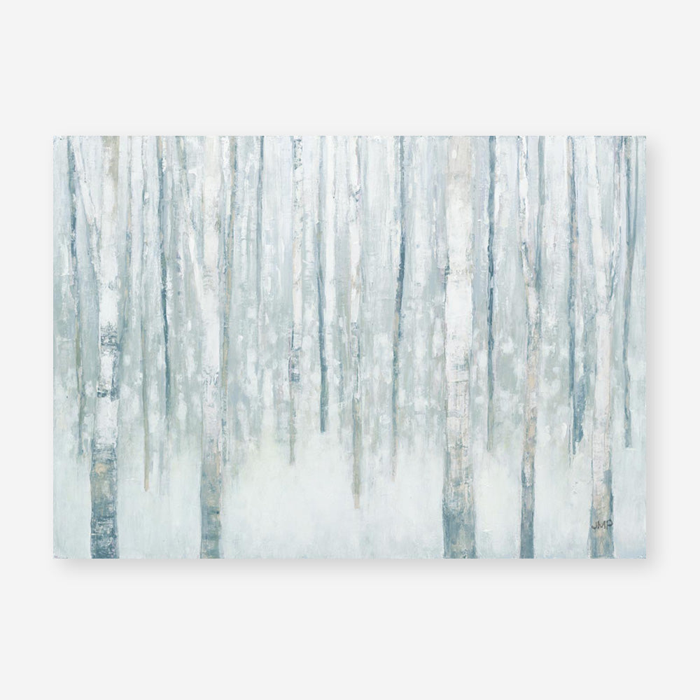 Birches in Winter Blue Gray Art Print