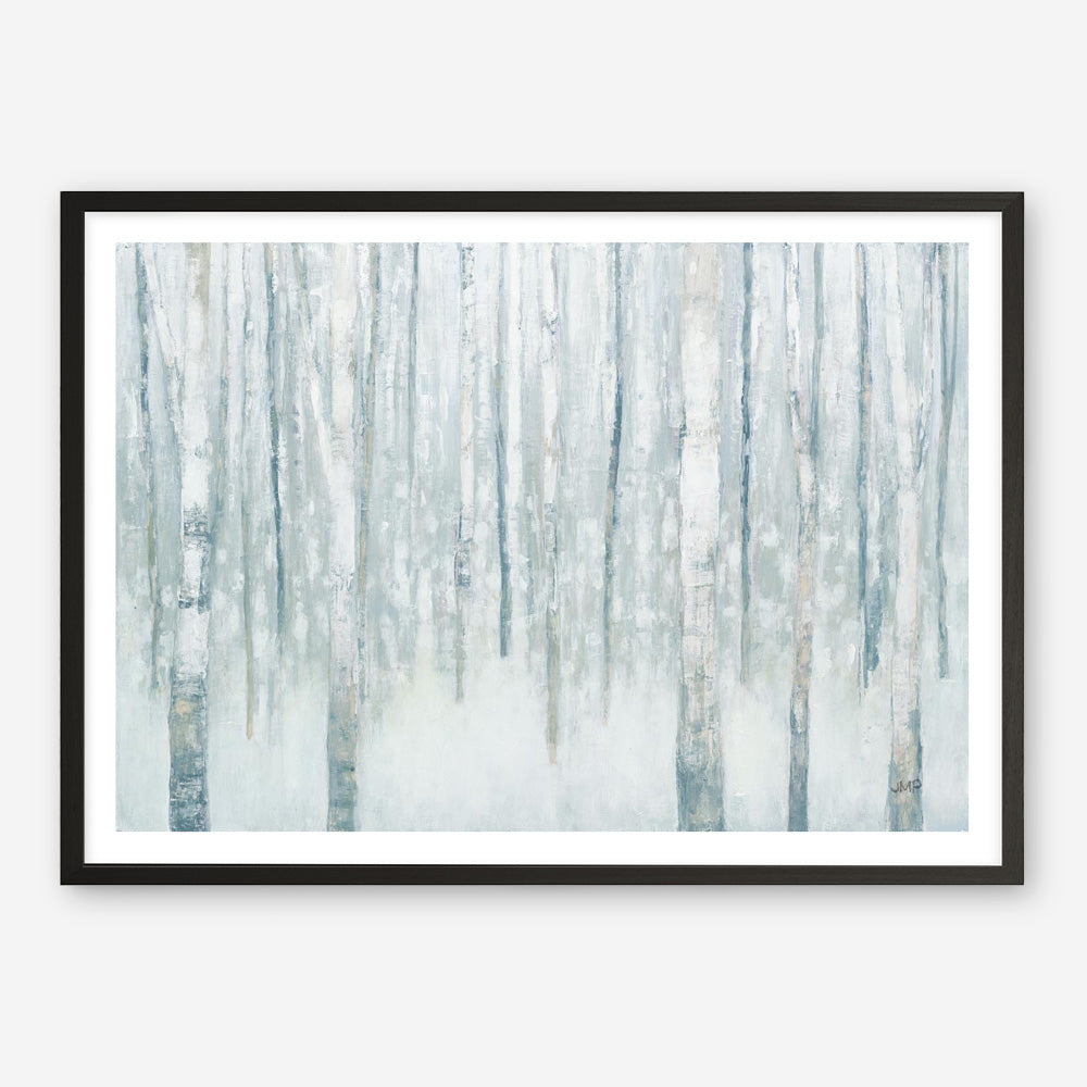 Birches in Winter Blue Gray Art Print