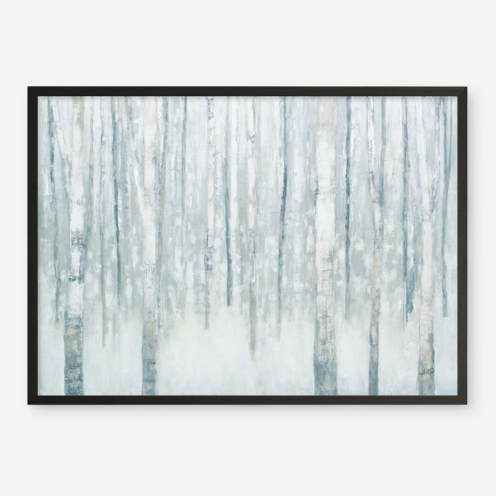 Birches in Winter Blue Gray Art Print