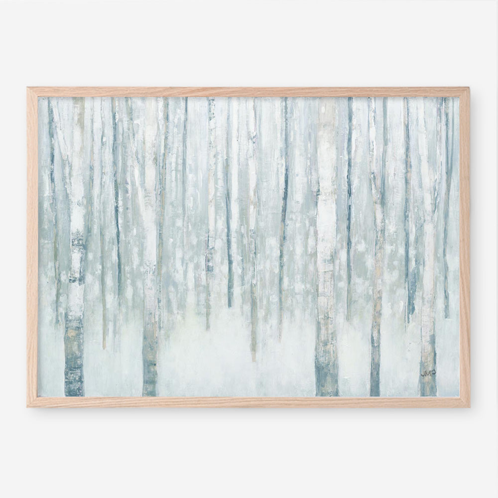 Birches in Winter Blue Gray Art Print