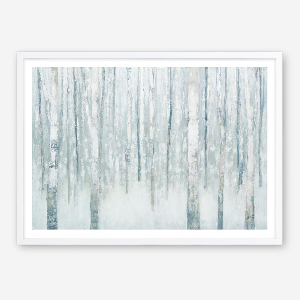 Birches in Winter Blue Gray Art Print