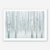Birches in Winter Blue Gray Art Print