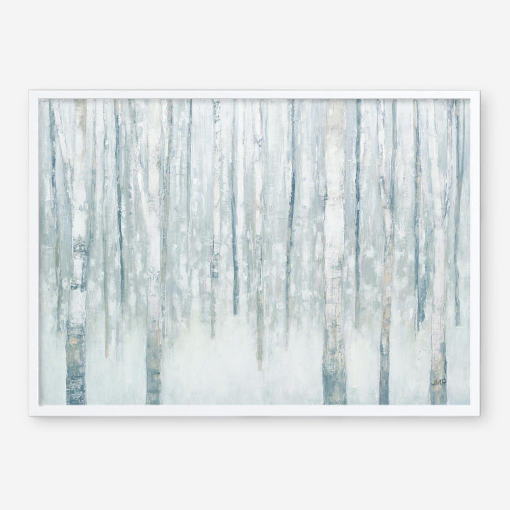 Birches in Winter Blue Gray Art Print