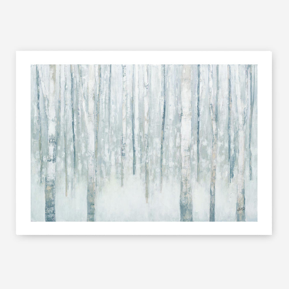Birches in Winter Blue Gray Art Print