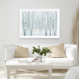 Birches in Winter Blue Gray Art Print