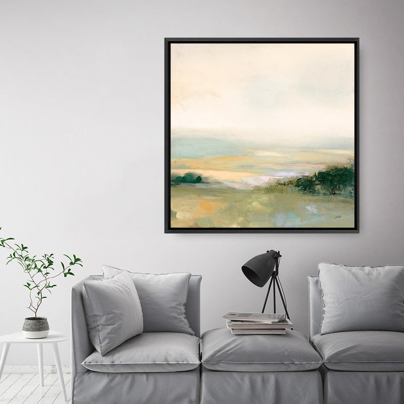 Dark Glowing Valley Neutral (Square) Canvas Print