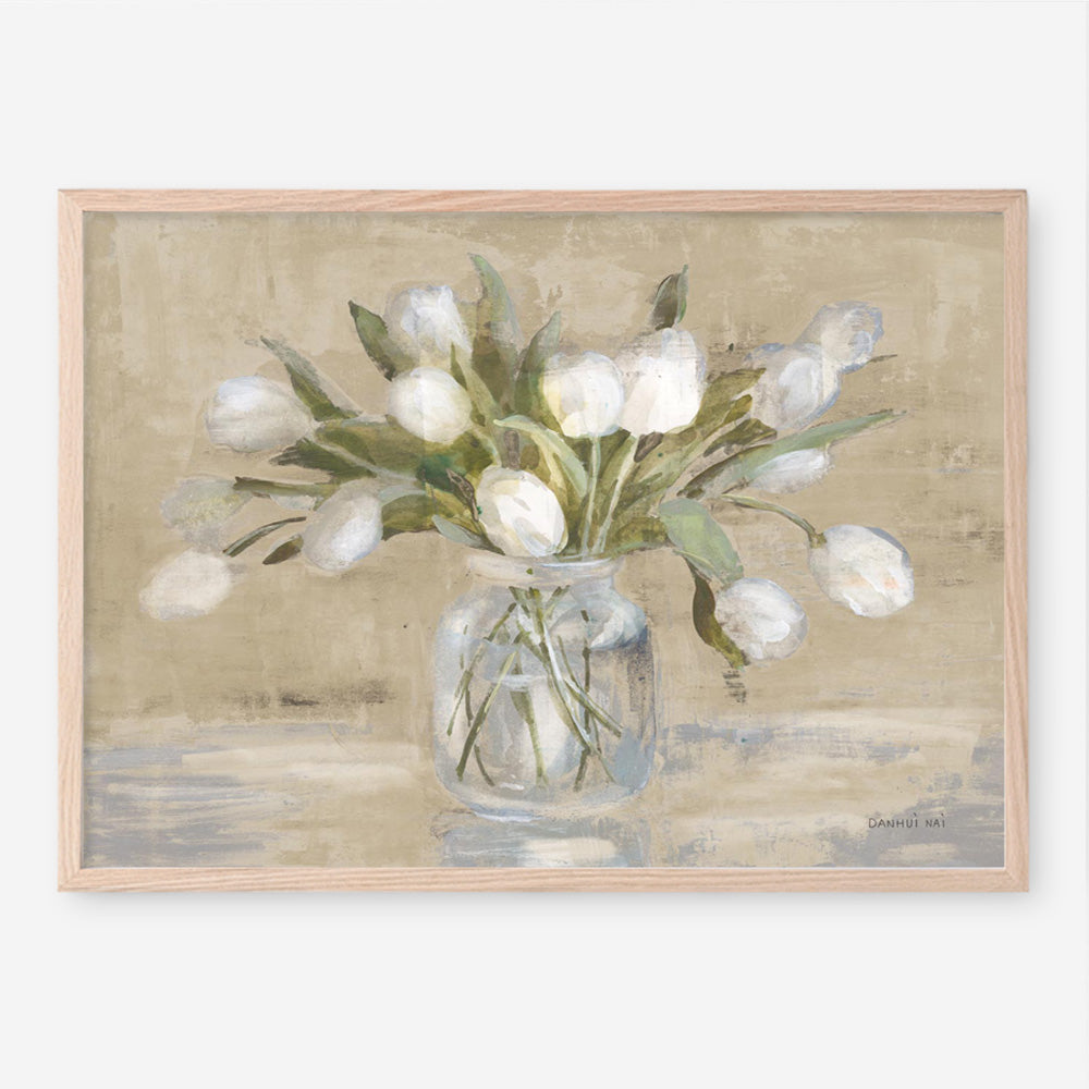 April Tulips Neutral Art Print