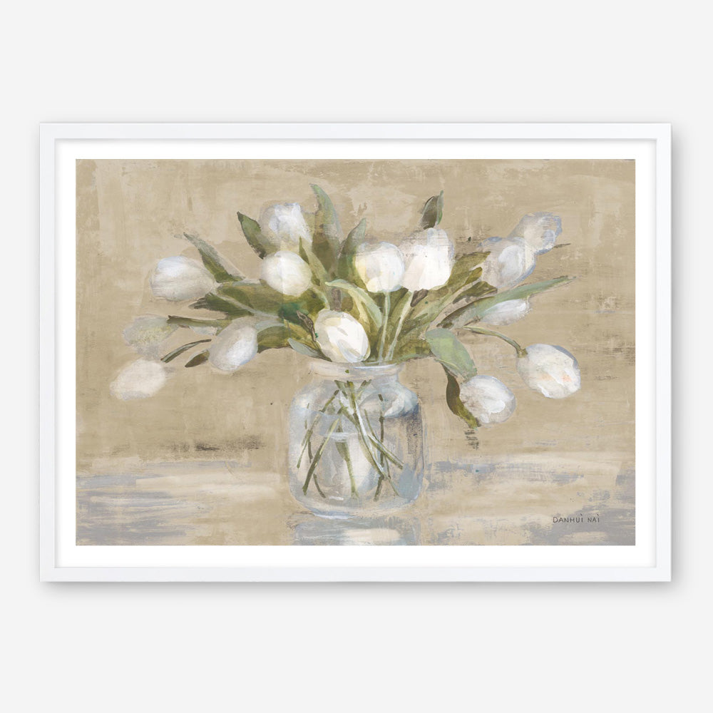 April Tulips Neutral Art Print