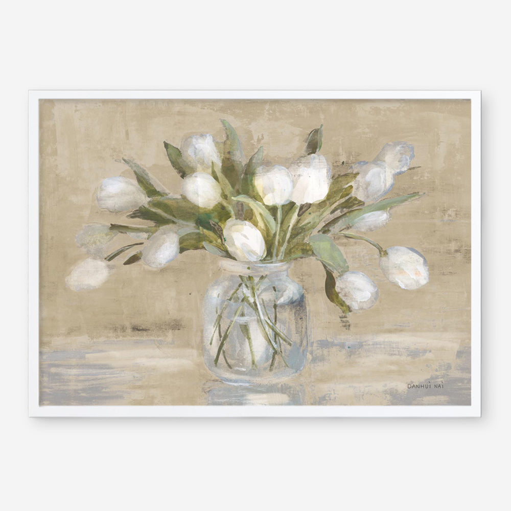 April Tulips Neutral Art Print