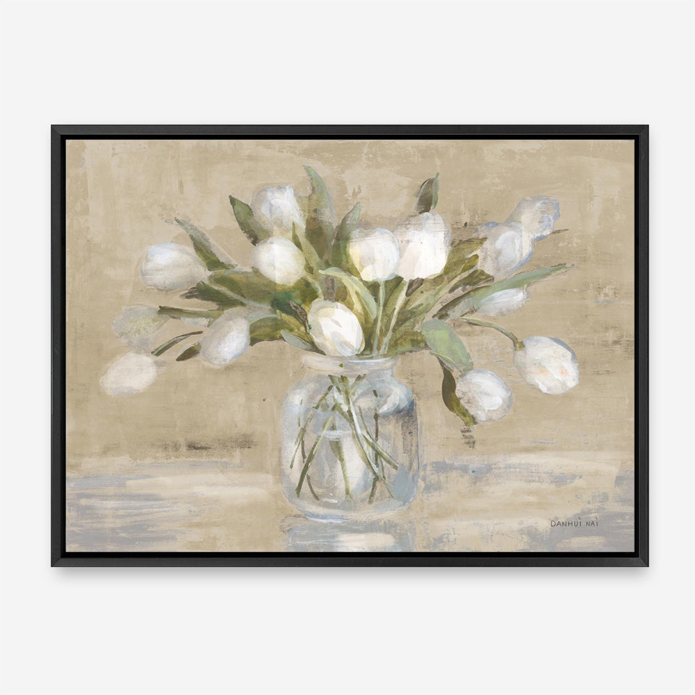 April Tulips Neutral Canvas Print