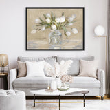 April Tulips Neutral Canvas Print