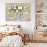 April Tulips Neutral Canvas Print