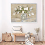 April Tulips Neutral Canvas Print
