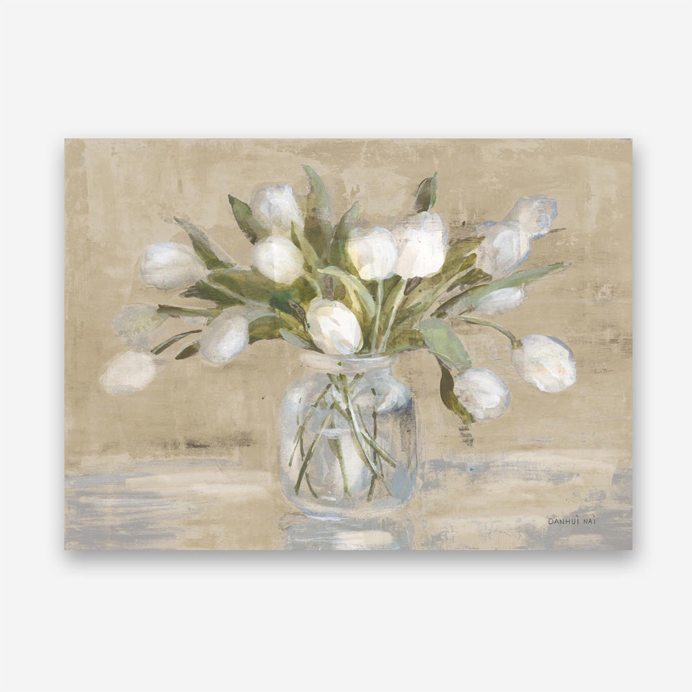 April Tulips Neutral Canvas Print