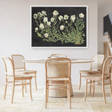 Vintage Flowers on Black Canvas Print