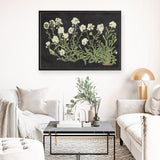 Vintage Flowers on Black Art Print
